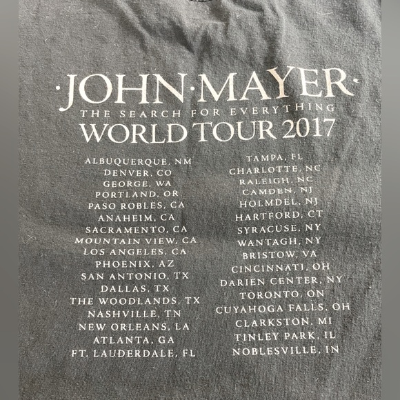 John Mayer 2017 Tour Tee Unisex Size Small - Picture 4 of 4